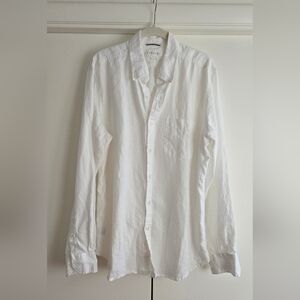 Trenery Crisp White Casual Button Down Linen Shirt